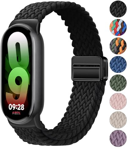OUTPUTBT Flätad Magnetisk Klockarmband Kompatibelt med Xiaomi Smart Band 10/9/8 Nylon Band för Herr Dam