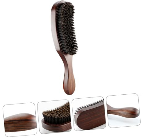 Bartbürste für Männer, Borsten, Salon und Haarpflege | Kaffeefarbene Ausführung, Entfernt Schmutz und Lose Haare, Fördert Ölverteilung, für Bart und Haar
