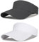 FOUNSHO 2PCS Sun Visor Cap for Men Women, Ladies Sport Outdoor Empty Top Ponytail Baseball Hat Quick Dry Mesh Summer Adjustable Visor Hats for Golf Tennis Running (UK, Alpha, M, L, Black+White)