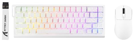 ATTACK SHARK X68 HE Kabelgebundene Magnetische Tastatur mit X3 Kabelloser Gaming-Maus-Kombination, 8KHz Rapid Trigger Tastatur, 0,01 mm RT-Präzision, Leichte Maus, PAW3395, 26000 DPI – Weiße Konturen