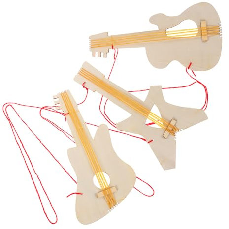 Warmhm 3pezzi Chitarra in Legno Non Finita Per Ragazzo Ritagli Da Te Per Strumenti Musicali Chitarra Giocattolo in Legno Vuoto Per Artigianato e Feste