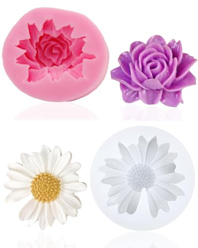 SCJJZ 2 Piezas Moldes para Velas, molde de silicona de flores, Molde Silicona Velas Flor, para hacer jabón de aromaterapia, moldes para hornear chocolate