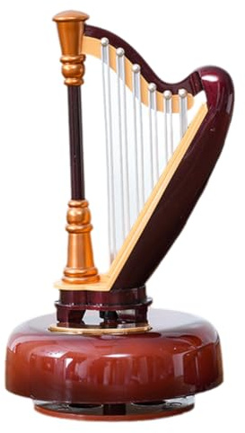 Fangxuee Caja de Música Giratoria de Estilo Literario y Clásico, Caja de Música, Adornos de Escritorio, Regalo de Cumpleaños para Amantes de la Música, Arpa