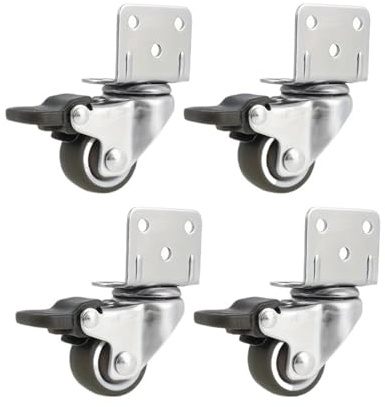 EEEBLBXNQ Ruote girevoli for carichi Pesanti da 4 Pezzi con Doppio Sistema di bloccaggio, Ruote in Gomma antitraccia, Rotazione a 360°, bloccabili a Forma L(4Pcs Brake)