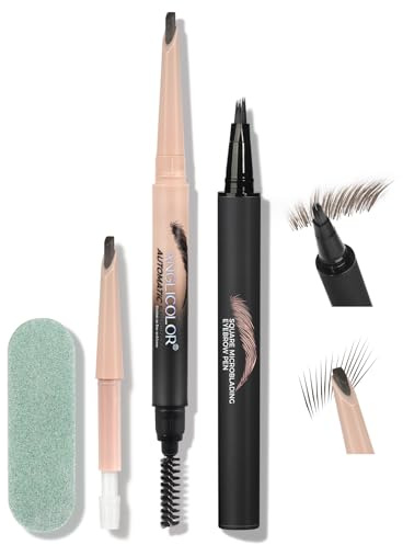 Anglicolor Augenbrauenstift Set,präzise Pinselspitze für natürliche,leicht zu färben,hält den ganzen Tag,Microblade-Augenbrauenstift Wird mit Nachfüllpackungen geliefert (#01 Light Brown Set)