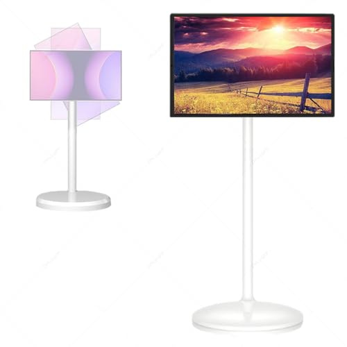 DPLXQPP Ecran Intelligent Mobile sur Pied avec roulettes,Télévision Portable Tactile 24/27 Pouces,Batterie Rechargeable,Android 13,Appels Vidéo,Cuisine,Yoga,Libérez-Vous des Câbles 24Inches-6/64GB