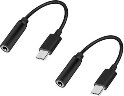 MOLUCKFU 2 pièces Adaptateur Audio Type C vers Jack Câble USB-c Réversible pour Écouteurs Connecteur Mâle à Prise Femelle Aux Lot de Noir