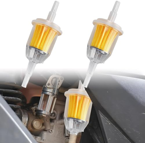 2PCS Small Inline Fuel Filter, Universal for 6mm & 8mm Fuel Lines, Suitable for Motorcycle, Quad Bike, Car, Lawnmower, Generator, Forklift, Prevent Clogging