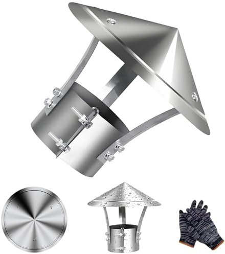 Cappello per Camino in Acciaio Inox, 80mm-300mm Comignolo Antivento Antipioggia, Tappo per Camino a Cono, Cappuccio per Camino, per Tettoia Stufa a Pellet(170mm/6.7in)