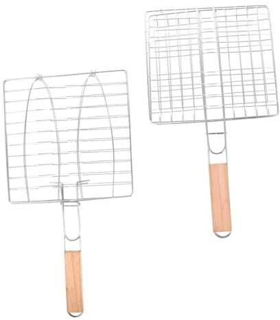 Homoyoyo 2 pièces Panier Barbecue Portable Antiadhésif pour Poisson et Viande Gril Léger pour Camping Pique- et Barbecue Plein Air