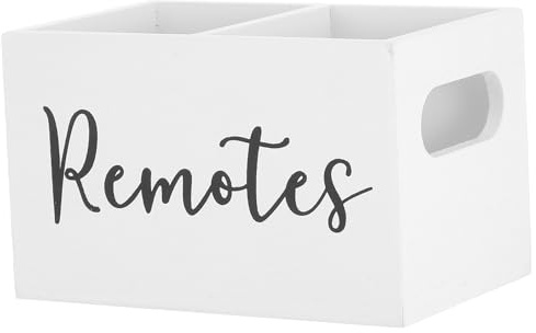 Veemoon Organizador de Escritorio Rústico de Madera con Compartimentos para Mandos a Distancia Caja de Almacenamiento para Salón Oficina o Mesa de Centro Soporte Multifuncional