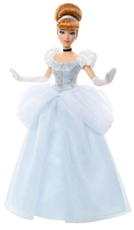 Mattel Disney Princess Askungen, Sparkling Princess-modedocka och accessoarer, avtagbar klänning, skor, halsband och örhängen, inspirerad av filmen, JMP62