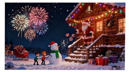 Großes Garagentorbanner für den Außenbereich, festliches Willkommensschild für die Veranda mit Weihnachtsmannschlitten, Rentier und Schneemann (A, 480x210cm)