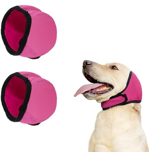 FOSLXIN 2pcs Protège-Oreilles pour Chien Étanche, Cache-Oreilles pour Chien Cache-Oreille Anti-Secousses & Capuche Apaisante pour Natation, Bain, Prévention Hématomes, Soulager L'anxiété