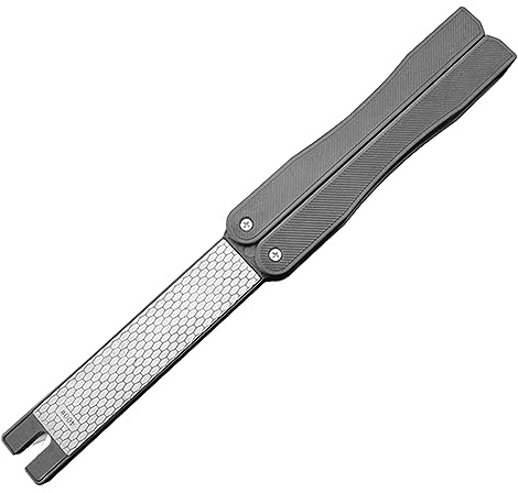 Dcaknri Affilatrice a doppia faccia portatile 3 in 1 400/600 Grit pieghevole affilatura pietra per cucina giardino all'aperto