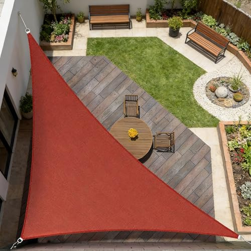 Vela Ombreggiante Triangolare 2x2x2 3x3x3 4x4x4 5x5x7 m Telo Tenda a Vela per Esterno Protezione Anti UV, HDPE Rete Ombreggiante per Giardino, Terrazzo, Balconem, Gazebo(Red,6x6x6m)