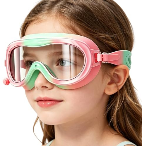 Bsbkoj Occhialini Bambini | Occhiali Da Piscina Antiappannamento Ampia Visuale Con Tappi Auricolari | Occhialini Da Nuoto Per Ragazzi Con Cinturino Regolabile | per Bambini 3-14 Anni Fiume Lago