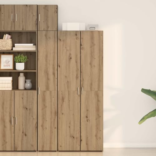 faucqel Rustikales Highboard Artisan-Eiche 70 x 42,5 x 185 cm mit 7 Regalen und 2 Türen für Esszimmer Wohnzimmer Flur und Wohnzimmerschränke, vielseitiger Kommodenschrank für stilvolle