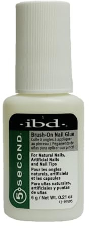 IBD 5 Second Brush-On Nail Glue, (3 x 6 g) – MADE IN USA – Premium 5-Sekunden Nagelkleber für Kunstnägel mit Pinsel