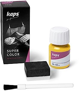 Kaps Super Color Lederfarbe für Naturleder, Synthetik und Textil, Lederfärber, 25 ml, Gelb 107
