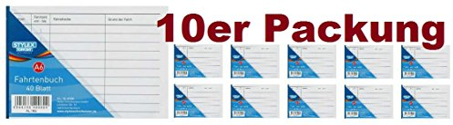 10 Fahrtenbücher DIN A6 Stylex Fahrtenbuch 40 Blatt