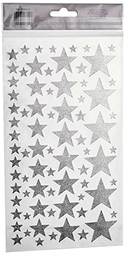Artemio 11004502 Sticker, Sterne, Papier, silberfarben – 14 x 25 cm