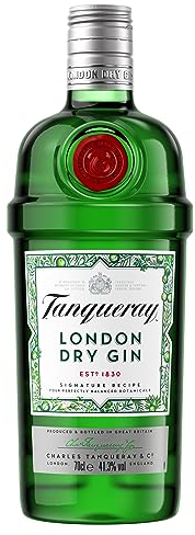 Tanqueray London Dry Gin | 41.3% vol | 70cl | Signature Recipe | Made with 4 Gin Botanicals | Enjoy in a Glass with Ice & Tonic | Distilled 4 Times