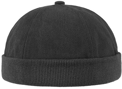 Lipodo Cotton Dockercap Herren - Mütze aus 100% Baumwolle - Docker in Einheitsgröße (54-61 cm) - Cap mit Klettverschluss - Hafenmütze ganzjährig tragbar schwarz One Size