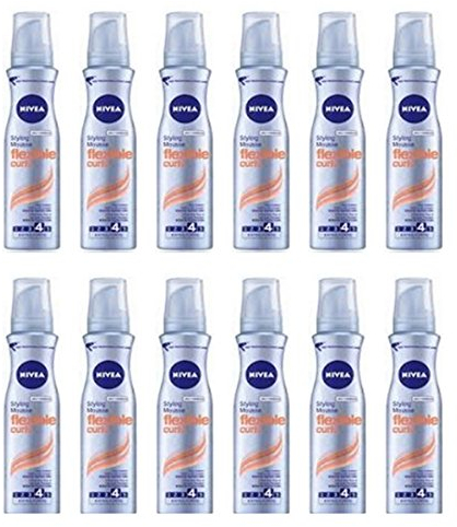 Nivea Lot de 12 flacons de mousse pour cheveux, modèle Boucles extra fortes, 150 ml