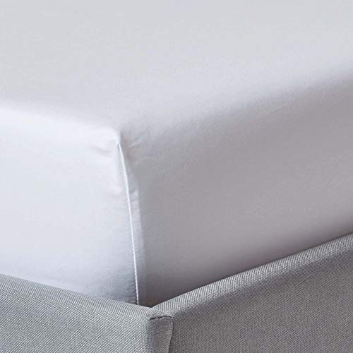 HOMESCAPES Extra hohes Luxus Spannbettlaken 180x200 cm weiß, Satin-Spannbetttuch, 100% ägyptische Baumwolle, Bettlaken mit Gummizug Fadendichte 1000