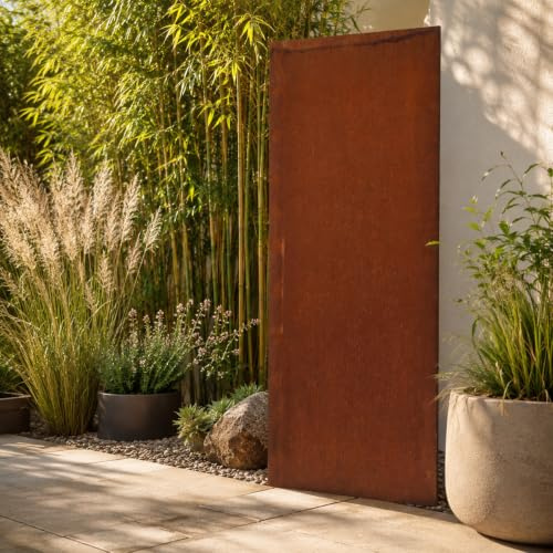 Edelrost Garteninspiration Garten Sichtschutz aus Naturrost Sichtschutzwand aus Metall 031759,Fuss=20cm