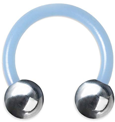 viva-adorno 2 x 12 x 6 mm hufeisen Piercing PTFE plast rostfritt stål kulor bröstpiercing septumpiercing Z439