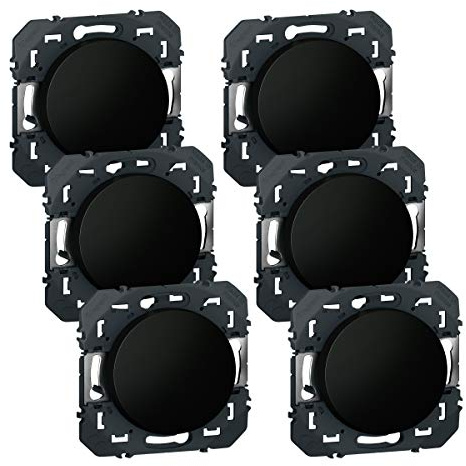 LEGRAND | Multipack Dooxie 6 Interrupteurs Va Et Vient Noir Composable, Montage Encastré, Finition Mate, Protection Surface Laquée