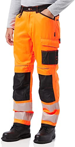 Portwest PW340 Pantalon de Travail Haute Visibilité PW3 Pour Hommes Orange/Noir, 42