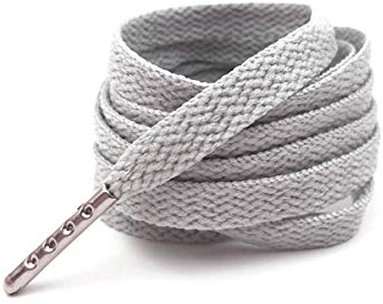 NoNo 1 Paar Schnürsenkel Sneakers Wandern Sport Stiefel mit Metallkopf Klassische Schnürsenkel 8mm Breite flache Schuhe Schnürsenkel Sneaker, 15 hellgrau, 90cm