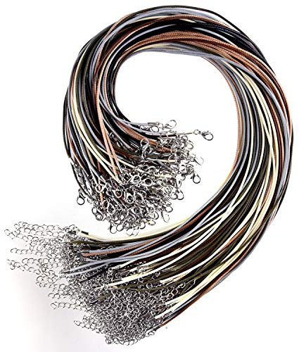 TUPARKA 120 Stück gewachste Halskette Kordel 1,5 mm Kette mit Verschluss lose Halskette Seil für Halskette Armband Schmuckherstellung Zubehör 6 Farben