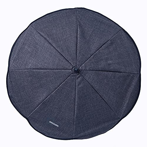 Sonnenschirm Design 821 mit Universalhalterung von Gesslein, Sonnenschutz für Kinderwagen & Buggys│70cm Durchmesser, biegsam, 3-fach verstellbar, für Rund- und Ovalrohre, dunkelblau meliert