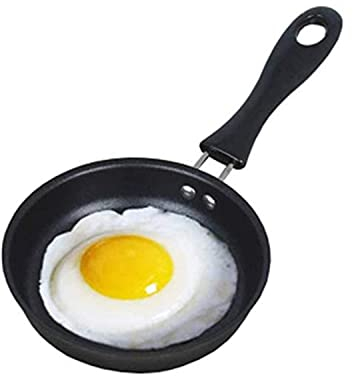 Demoyaya Mini Padelle Piccole per un Uovo, 12 cm, Mini Padella per Uova con Manico, Resistente al Calore, Antiaderente, Portatile, da Campeggio, per Cottura a Gas e Piano Cottura a Induzione