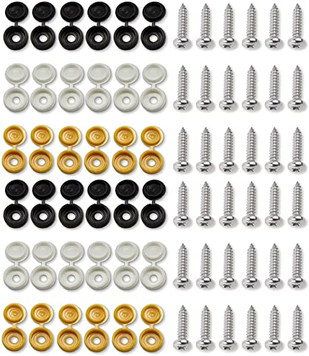 Kit di fissaggio per targa auto, 36 pezzi, tappi e viti, 3 colori assortiti