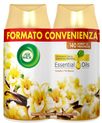 Airwick Freshmatic Nachfüller für automatisches Spray, Raumduft, Vanille und weißer Tee, 2 Stück