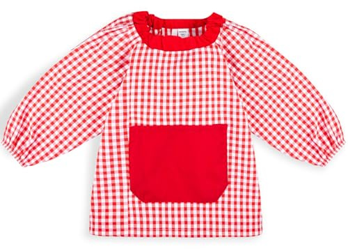 HOMYBABY® Babi Scuola Bambino - Vestaglia Scuola - Baby Ragazza - Facile da mettere e togliere - Tasca e Polsini Chiusi (Red, 0-1 anni / 80 cm)