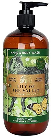 The English Soap Company Lily of the Valley Hand and Body Wash - Vegan Friendly Anniversary Collection with Aloe Vera & Vitamin E, Fresh Floral Scent, Recyclable Bottle, Made in England - 500ml