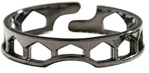 Whoiy Ring Schwarz Damen, Freundschaftsringe Jugendliche 0.5Cm 925er Sterling Silber Aushöhlen Schwarzer Mann Kostenlos Graviert