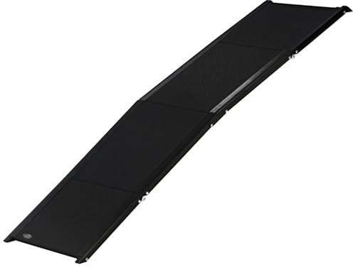 PawHut Rampa per Cani Pieghevole con Superficie Antiscivolo, Pedana per Cani con Profili in Alluminio, 158x43.5x2.5cm, Nero
