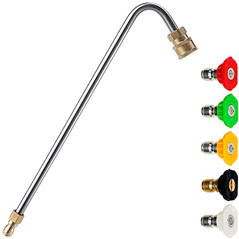 Kit de nettoyage de gouttière pour nettoyeur haute pression, d'extension coudée de 33 cm pour Karcher, 5 embouts de buse, connexion rapide de 6,35 mm