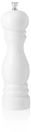 Macinapepe con meccanismo in ceramica, 20 cm, bianco lucido, legno