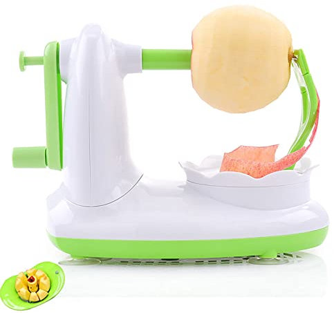 Yuehuamech Apple Peeler Rotary Hand Crank Fruit Peeling Machine with Apple Corer Slicer Automatic Stainless Steel Fast Pear Peeler for Kitchen Fruit Potato