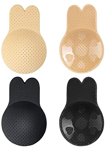 MELLIEX 2 Piezas Sujetador Invisible Orejas De Conejo Reutilizables Sujetadores Mujer Adhesivo Sujetadores Sin Tirantes Push Up para Fiesta Bar Boda Playa Uso Diario
