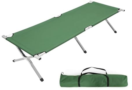 HOMION Folding Camping Bed Deluxe Lightweight & Portable Strong Frame & Polyester Fabric Carry Bag Included Camping Festivals Fishing Caravan Mattress Heavy-Duty Frame Camper Van