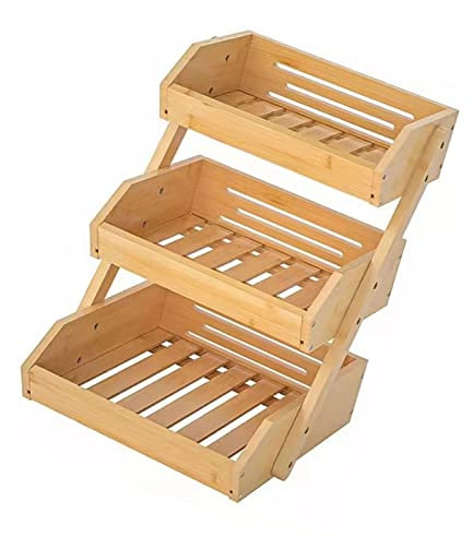 Fruit Basket, 3 Tier Fruit Basket, Fruit Basket for Kitchen, Fruit Stand Storage Holder, Ideal for Bread, Toiletries, Snacks, Seasonings, Large Capacity(30 X 33 X 41cm-Three Layer Fruit Basket)